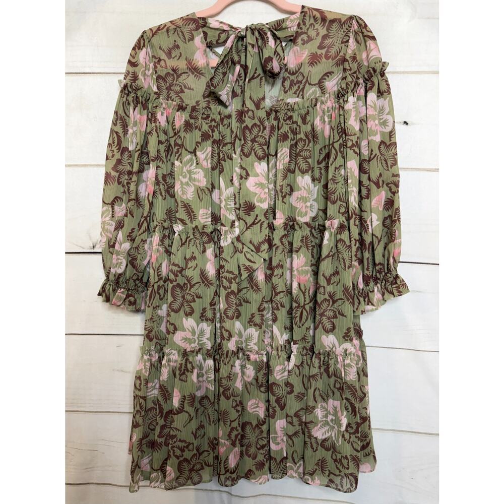 Ted Baker Size 1 Green‎ Tiered Ruffles Dress - Picture 2 of 5